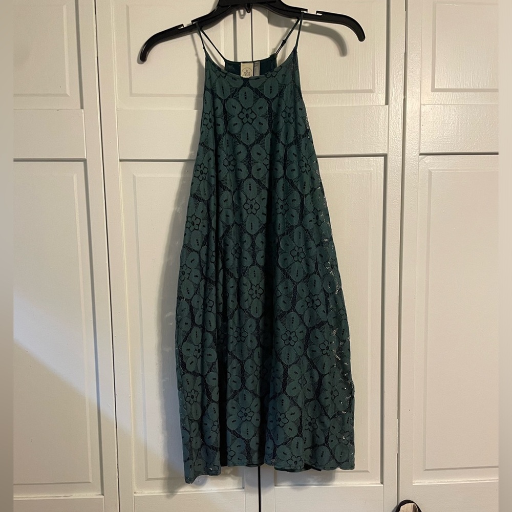 Paper Crane Dark Green Lace Mini Dress